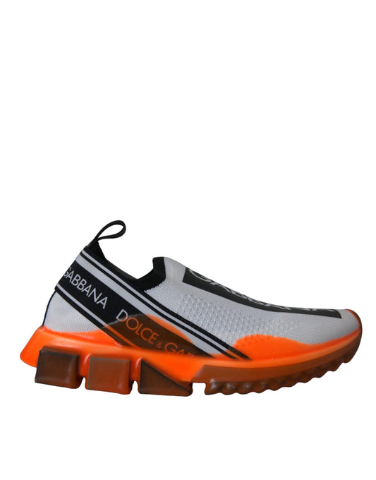 Dolce &amp; Gabbana Schwarz Weiß Orange Slip On Sorrento Sneakers Schuhe