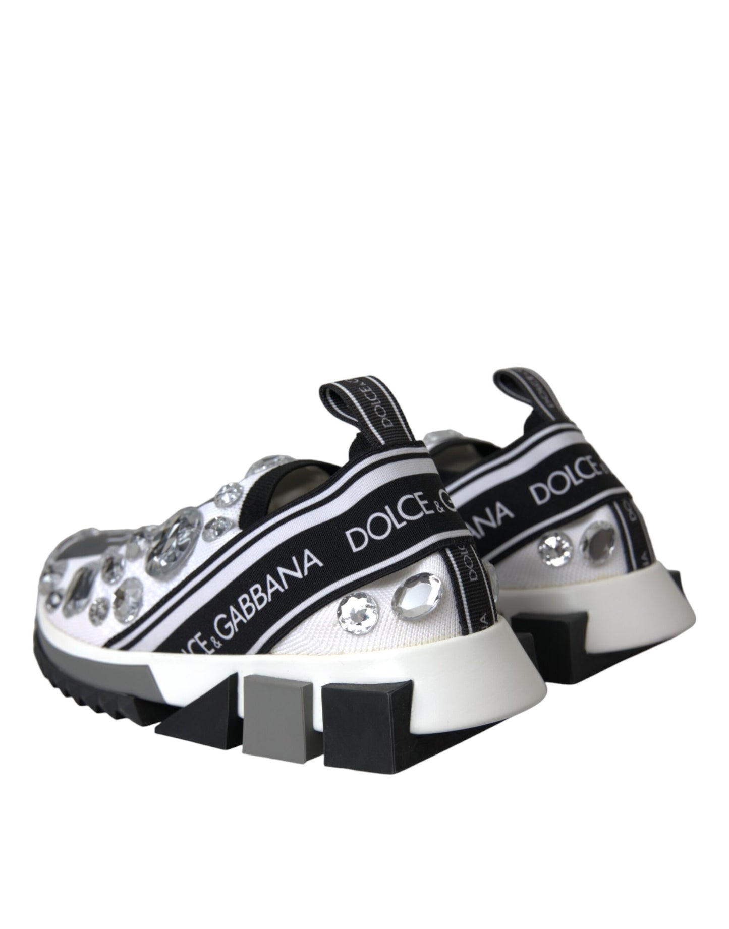 Dolce &amp; Gabbana Weiße Sorrento Kristalle Sneakers Schuhe