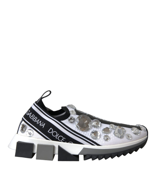 Dolce &amp; Gabbana Weiße Sorrento Kristalle Sneakers Schuhe