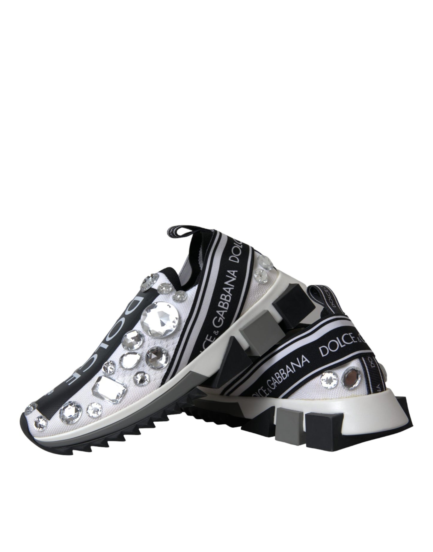 Dolce &amp; Gabbana Weiße Sorrento Kristalle Sneakers Schuhe