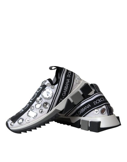 Dolce &amp; Gabbana Weiße Sorrento Kristalle Sneakers Schuhe