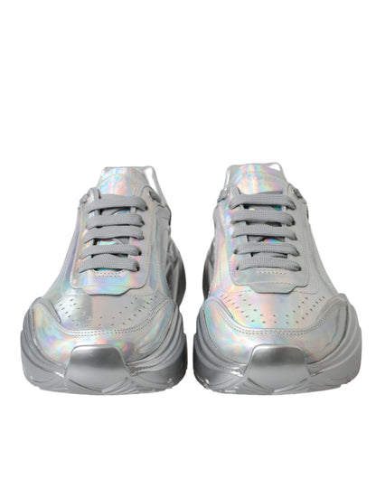 Dolce &amp; Gabbana Silber schillernde DAYMASTER Leder-Sneakers