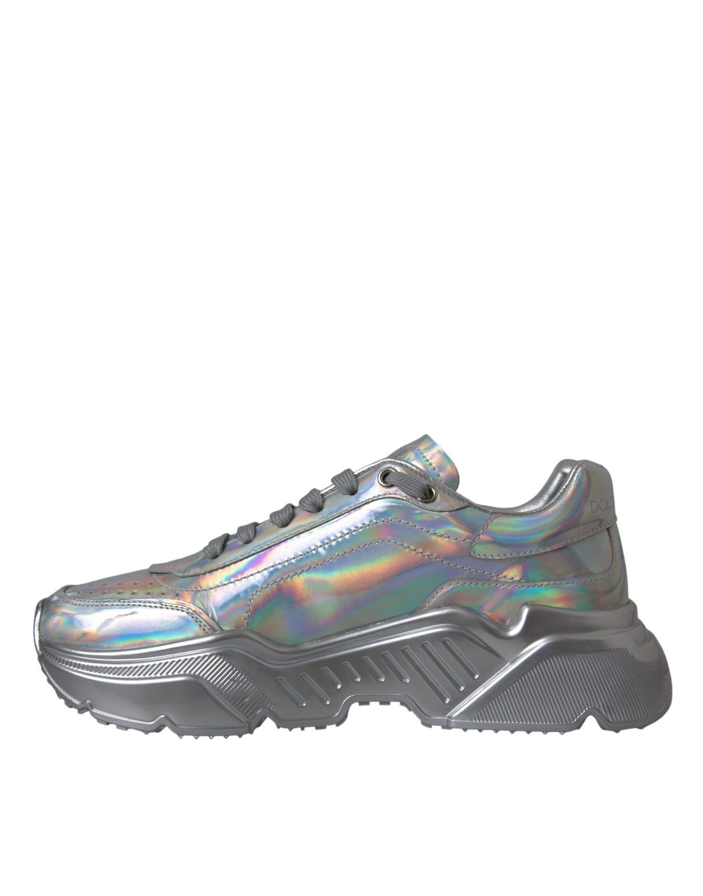 Dolce &amp; Gabbana Silber schillernde DAYMASTER Leder-Sneakers
