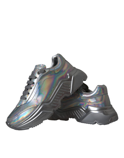 Dolce &amp; Gabbana Silber schillernde DAYMASTER Leder-Sneakers