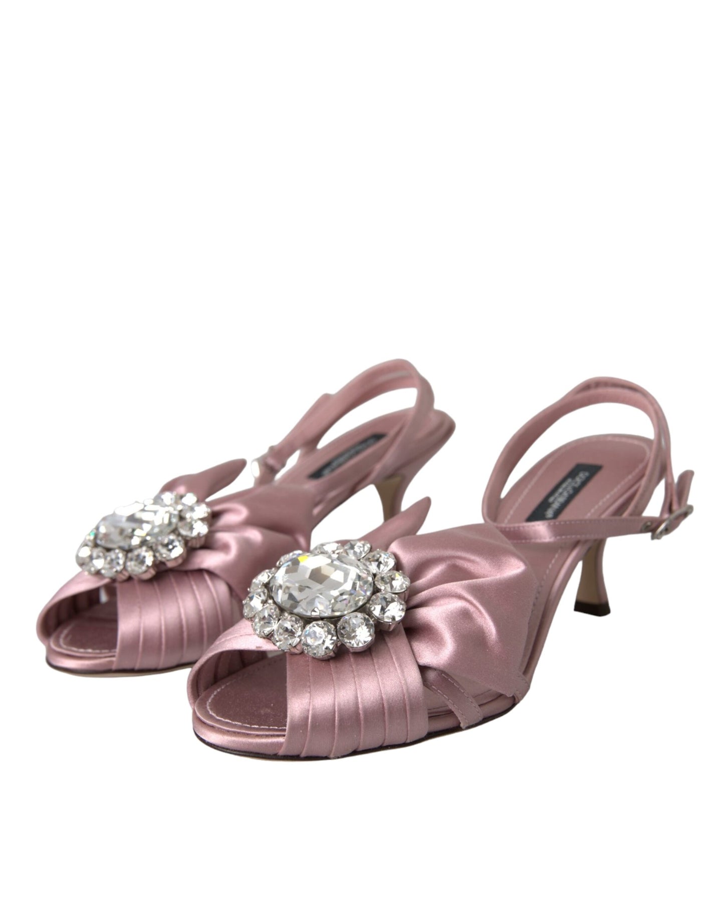 Dolce &amp; Gabbana Pink Keira Crystal Heels Sandalen Schuhe