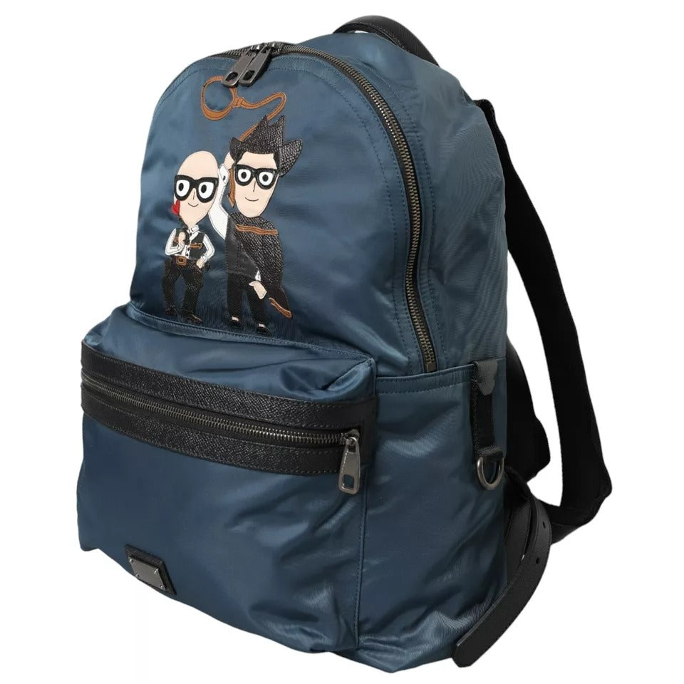 Dolce &amp; Gabbana Blue Nylon #DGFamily Patch Men Backpack Bag