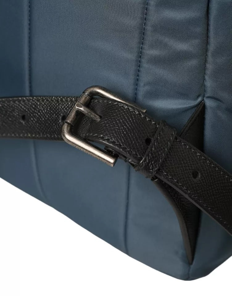 Dolce &amp; Gabbana Blue Nylon #DGFamily Patch Men Backpack Bag