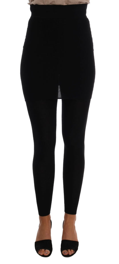 Dolce &amp; Gabbana Schwarze Stretch-Strumpfhosen aus Kaschmir-Seide