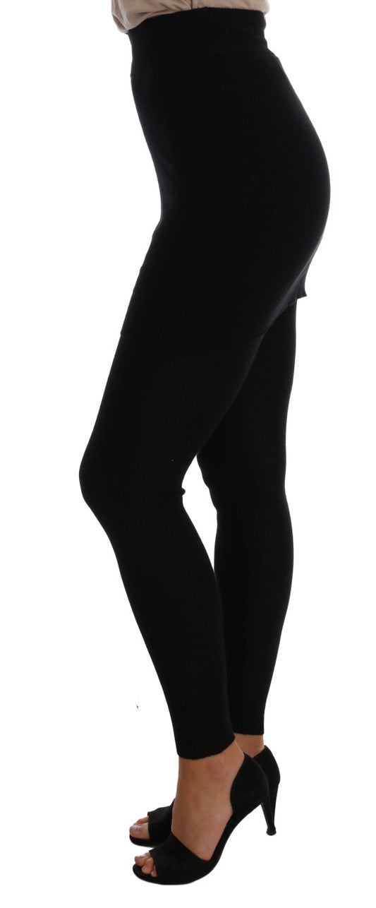 Dolce &amp; Gabbana Schwarze Stretch-Strumpfhosen aus Kaschmir-Seide