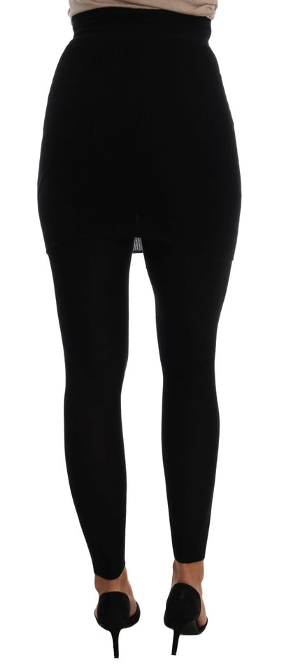 Dolce &amp; Gabbana Schwarze Stretch-Strumpfhosen aus Kaschmir-Seide
