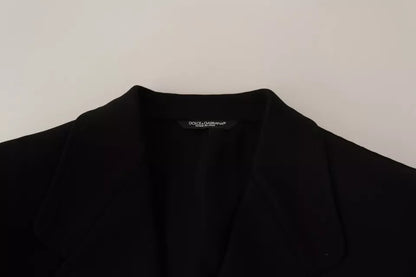 Dolce &amp; Gabbana – Schwarzer Slim Fit-Mantel aus Wolle mit Blazer