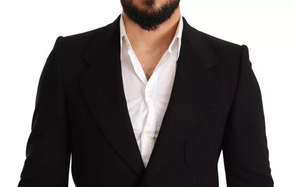 Dolce &amp; Gabbana – Schwarzer Slim Fit-Mantel aus Wolle mit Blazer