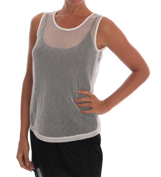 Dolce &amp; Gabbana Transparentes Tanktop aus weißem Netz