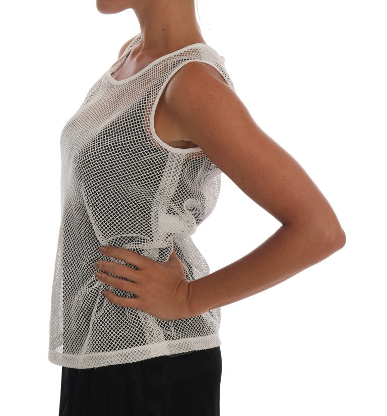 Dolce &amp; Gabbana Transparentes Tanktop aus weißem Netz