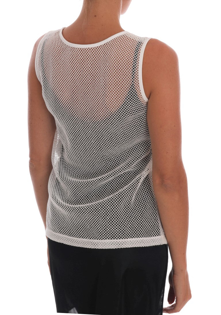 Dolce &amp; Gabbana Transparentes Tanktop aus weißem Netz