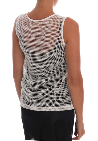 Dolce &amp; Gabbana Transparentes Tanktop aus weißem Netz