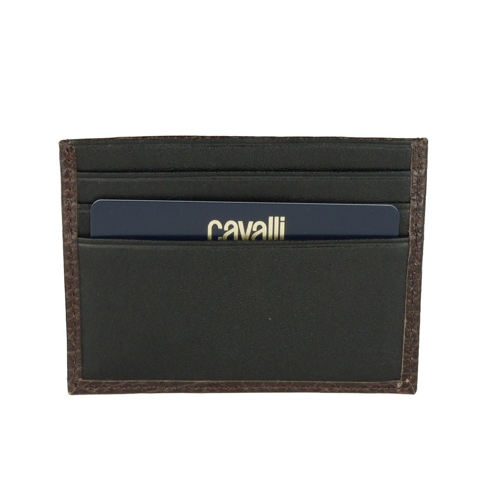 Cavalli Class Herren-Kartenetui aus braunem Kalbsleder