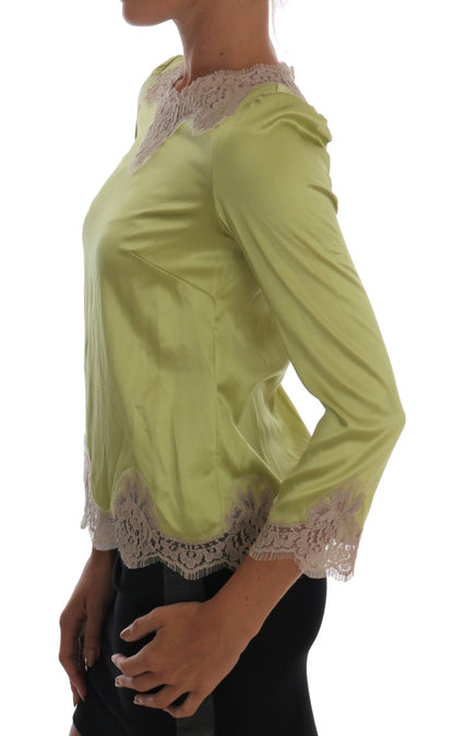 Dolce &amp; Gabbana Grünes Seidenstretch-Blusetop