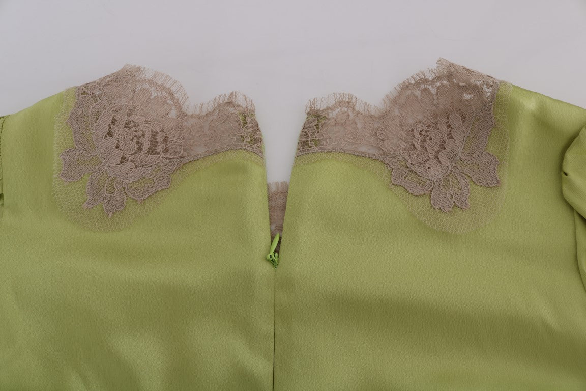 Dolce &amp; Gabbana Grünes Seidenstretch-Blusetop