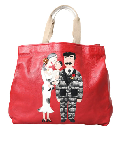 Dolce &amp; Gabbana Einkaufstasche aus rotem Leder mit #DGFamily-Patch
