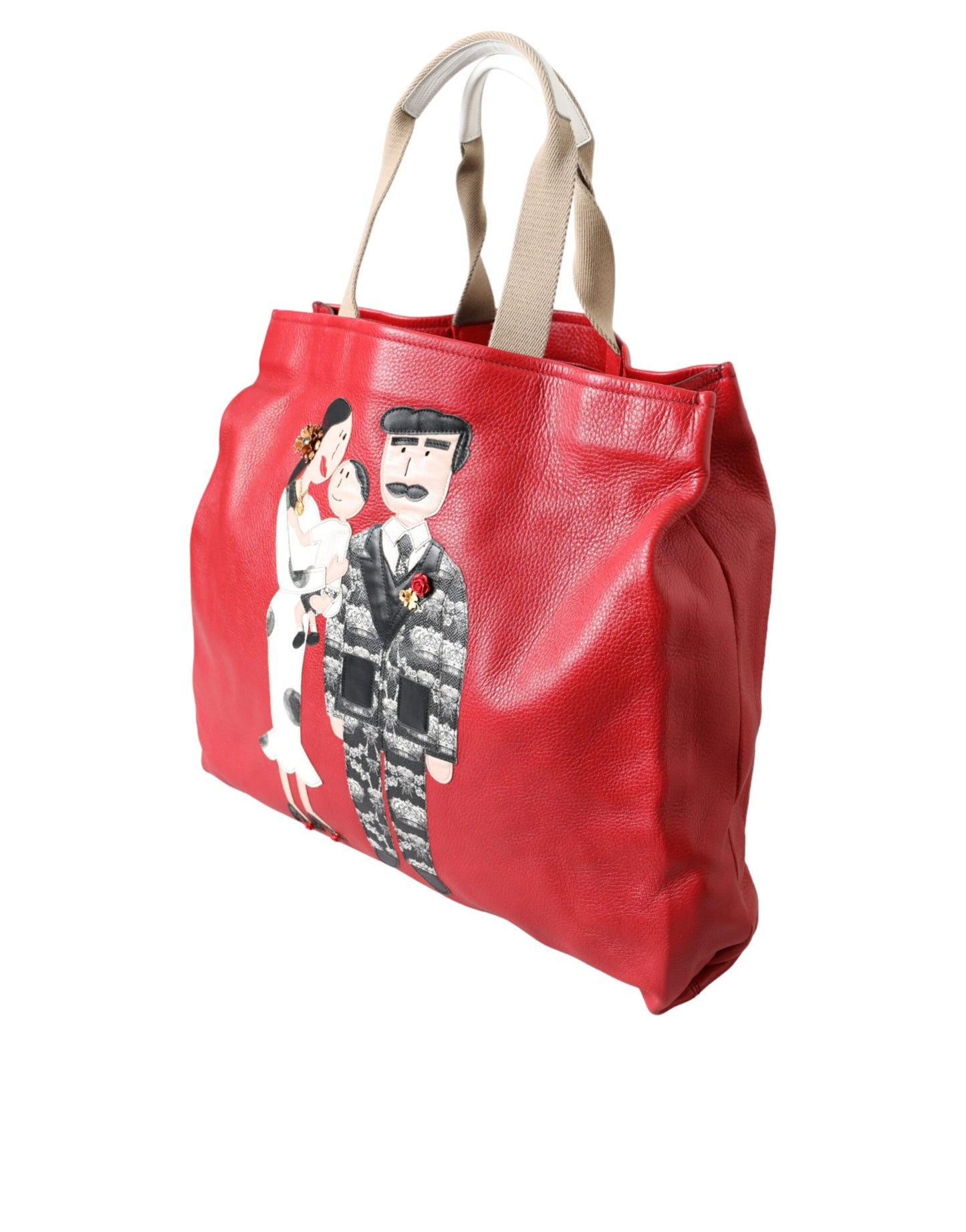Dolce &amp; Gabbana Einkaufstasche aus rotem Leder mit #DGFamily-Patch