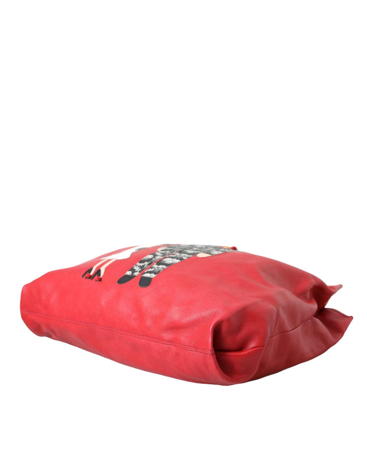 Dolce &amp; Gabbana Einkaufstasche aus rotem Leder mit #DGFamily-Patch