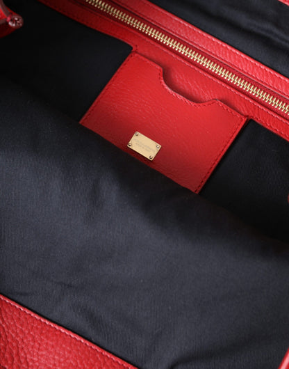 Dolce &amp; Gabbana Einkaufstasche aus rotem Leder mit #DGFamily-Patch