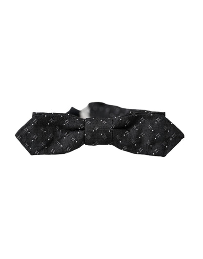 Dolce &amp; Gabbana – Schwarze, gemusterte Papillon-Fliege aus Seide mit verstellbarem Hals