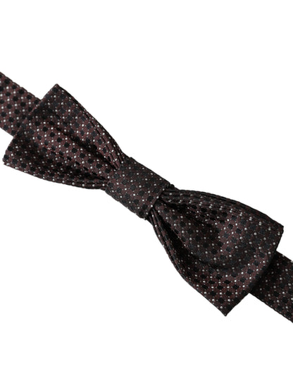 Dolce &amp; Gabbana Braune Fantasy-Seide, verstellbarer Halsausschnitt, Papillon-Fliege für Herren