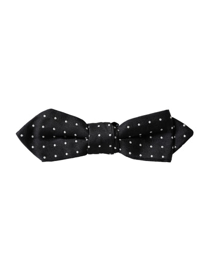 Dolce &amp; Gabbana – Schwarze Seidenfliege mit Tupfenmuster und verstellbarem Halsausschnitt – Papillon