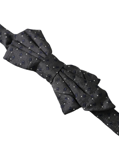 Dolce &amp; Gabbana – Schwarze, gemusterte Papillon-Fliege aus Seide mit verstellbarem Hals