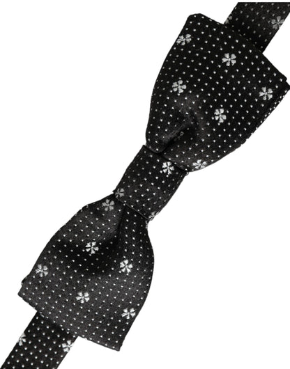 Dolce &amp; Gabbana Schwarze Seidenfliege mit Blumenmuster und verstellbarem Halsausschnitt für Herren Papillon