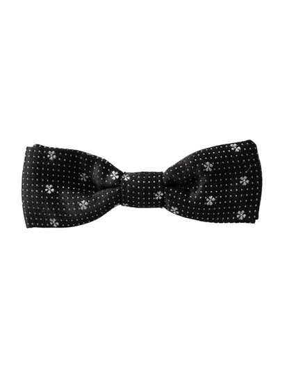 Dolce &amp; Gabbana Schwarze Seidenfliege mit Blumenmuster und verstellbarem Halsausschnitt für Herren Papillon