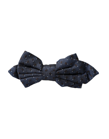 Dolce &amp; Gabbana Marineblaue, gemusterte, verstellbare Papillon-Fliege für Herren aus Seide