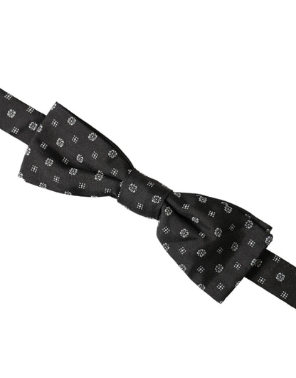 Dolce &amp; Gabbana Schwarze Seiden-Fantasie-Fliege mit verstellbarem Halsausschnitt für Herren Papillon