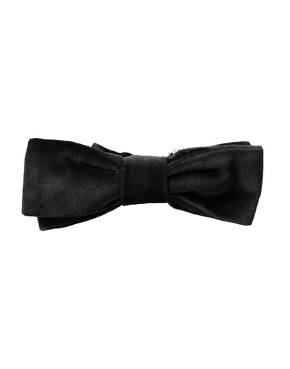 Dolce &amp; Gabbana Schwarze Herrenfliege aus Samt und Baumwolle mit verstellbarem Hals