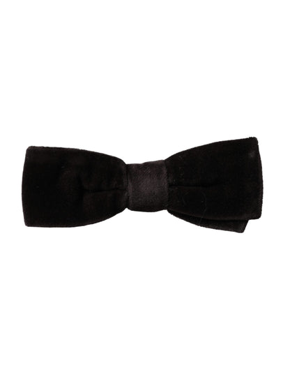 Dolce &amp; Gabbana Schwarze Herrenfliege aus Samt und Baumwolle mit verstellbarem Hals