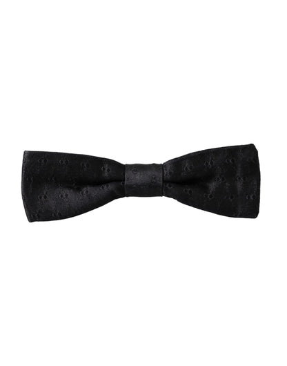 Dolce &amp; Gabbana – Schwarze, gemusterte Herrenfliege aus Seide mit verstellbarem Hals