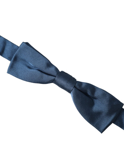 Dolce &amp; Gabbana Blaue Satin-Seiden-Fliege mit verstellbarem Halsausschnitt für Herren