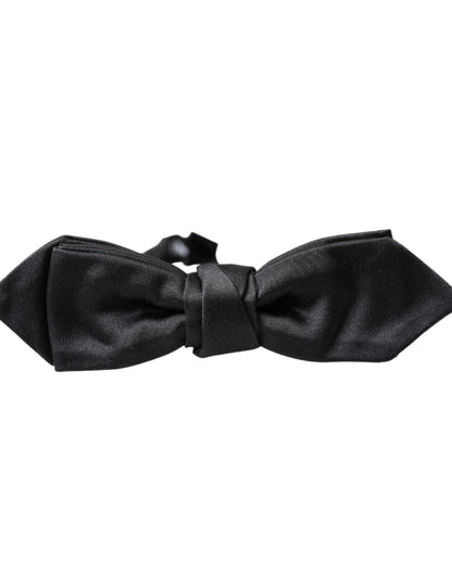 Dolce &amp; Gabbana Schwarze Satin-Seiden-Fliege für Herren mit verstellbarem Hals