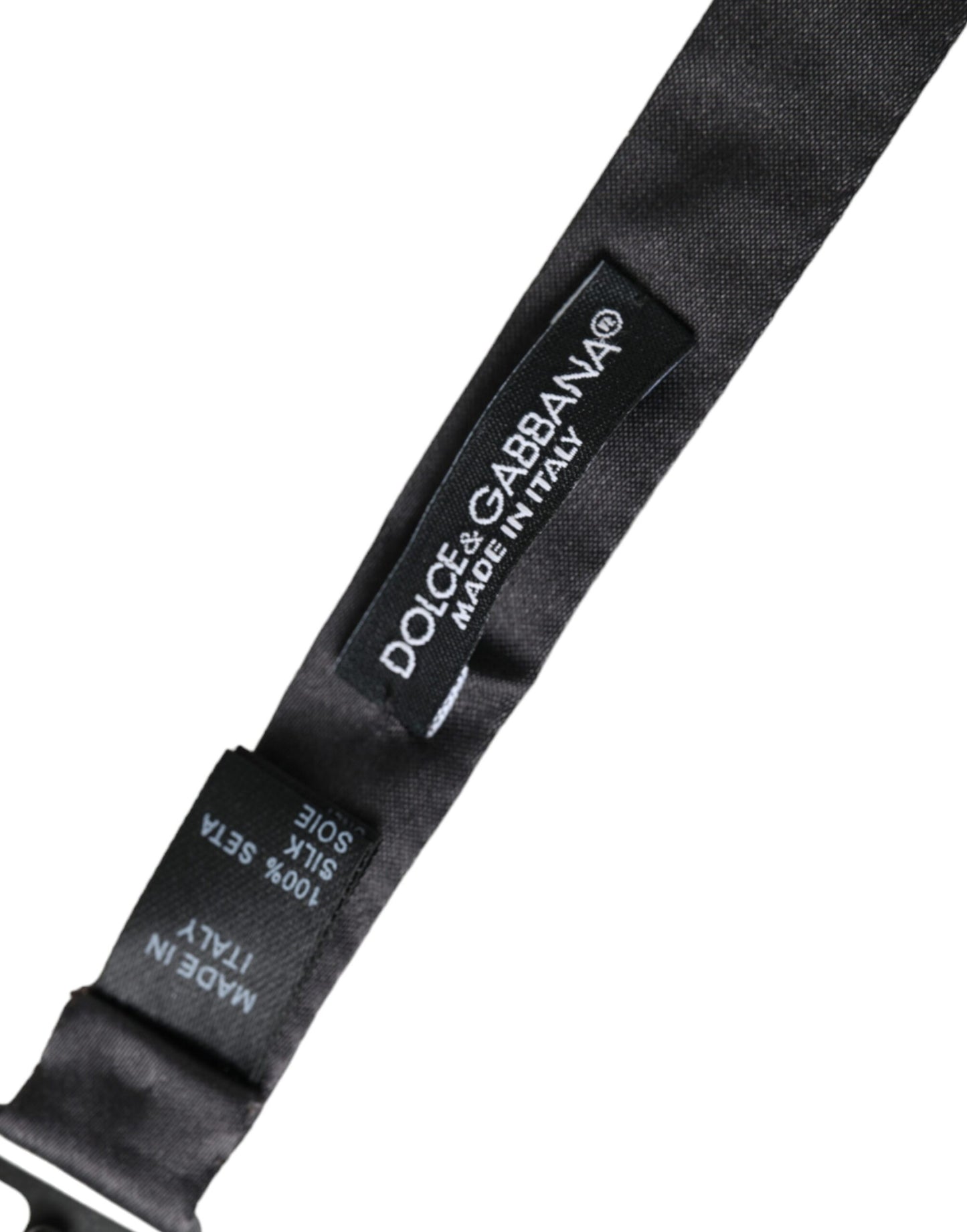 Dolce &amp; Gabbana Schwarze Satin-Seiden-Fliege für Herren mit verstellbarem Hals