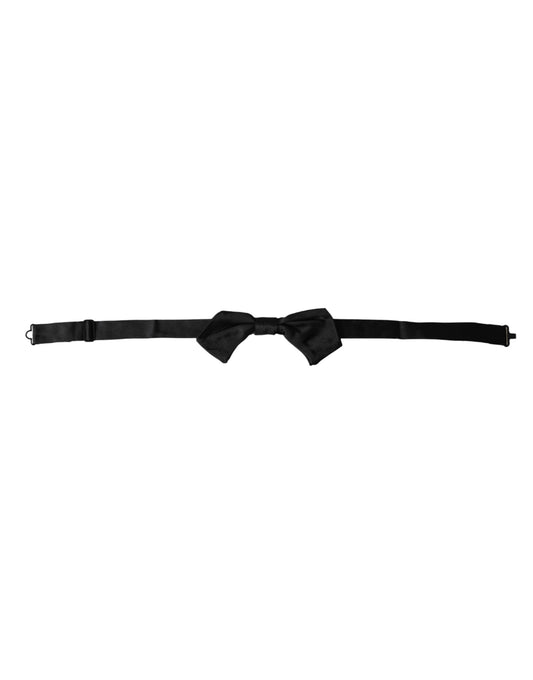Dolce &amp; Gabbana Schwarze Satin-Seiden-Fliege für Herren mit verstellbarem Hals