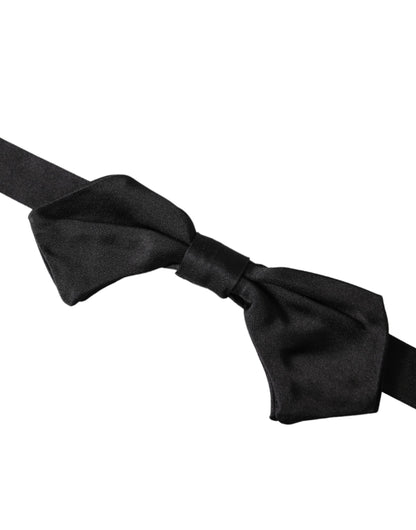 Dolce &amp; Gabbana Schwarze Satin-Seiden-Fliege für Herren mit verstellbarem Hals