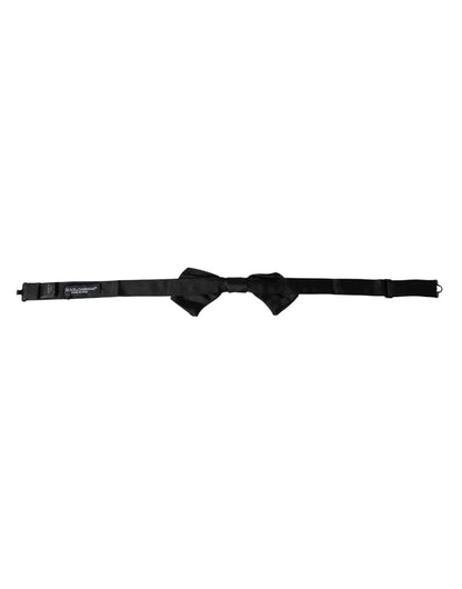 Dolce &amp; Gabbana Schwarze Satin-Seiden-Fliege für Herren mit verstellbarem Hals