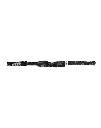 Dolce &amp; Gabbana Schwarze, florale Seidenfliege mit verstellbarem Halsausschnitt