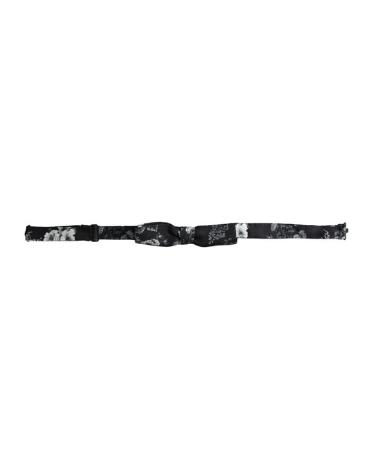 Dolce &amp; Gabbana Schwarze, florale Seidenfliege mit verstellbarem Halsausschnitt