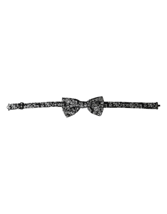 Dolce &amp; Gabbana Schwarze, florale Seidenfliege mit verstellbarem Halsausschnitt