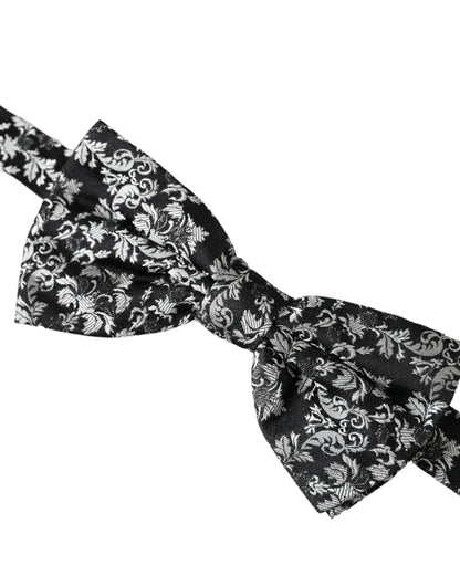 Dolce &amp; Gabbana Schwarze, florale Seidenfliege mit verstellbarem Halsausschnitt