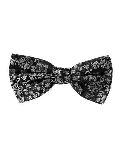 Dolce &amp; Gabbana Schwarze, florale Seidenfliege mit verstellbarem Halsausschnitt