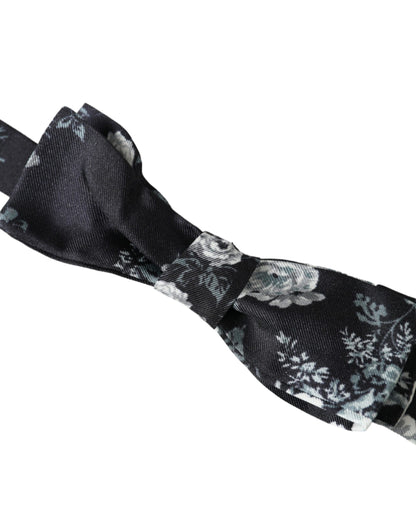 Dolce &amp; Gabbana Schwarze, florale Fantasy-Fliege mit verstellbarem Halsausschnitt für Herren
